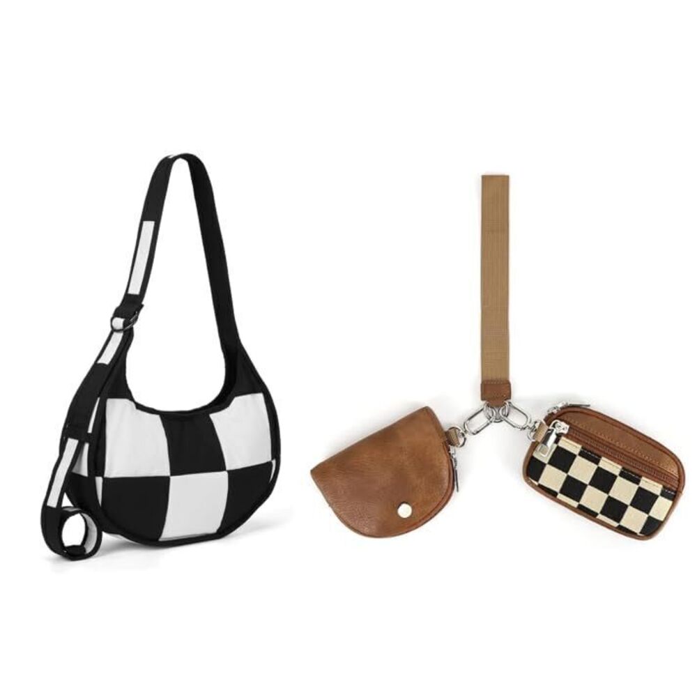 1861 Checkered Crossbody Bag+Checkered Dual Pouch